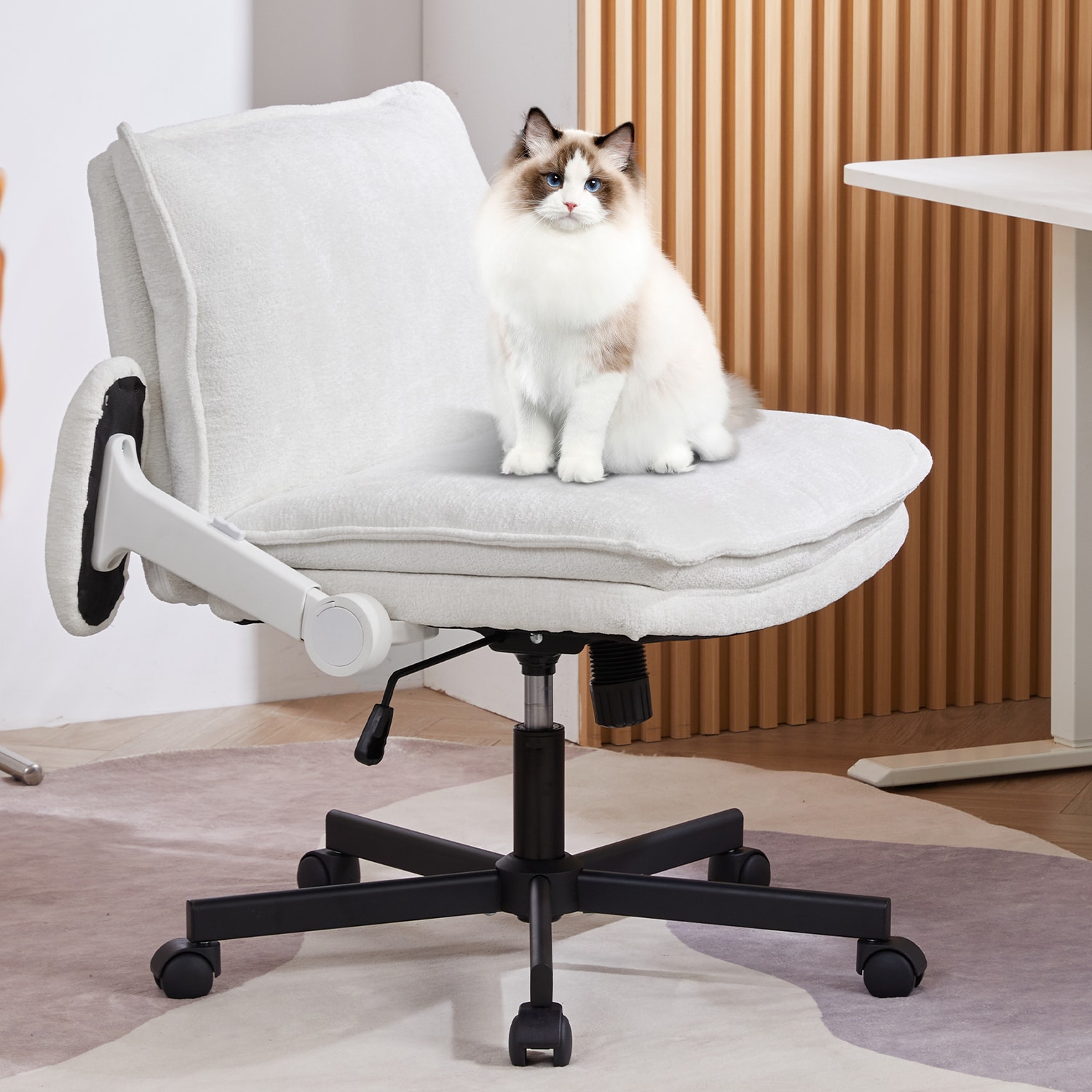 Cross Legged Office Chair Height Adjustable Swivel Desk Chair_voghion.com